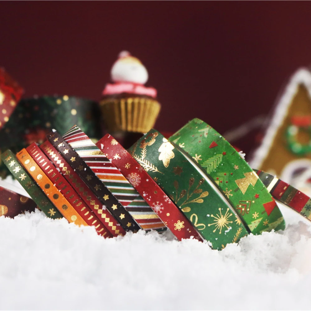 21 pcs/set Merry Christmas Gilding Washi Tape Set Scrapbooking Diy Journal Stationery Masking Tapes Deco Art Supplies Gift 2