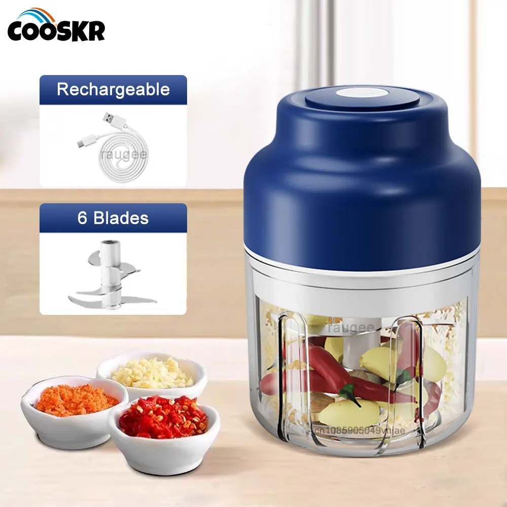 Electric Garlic Chopper Food Chopper Mini Garlic Press Chopper Rechargeable Meat Grinder 320ml Portable Garlic Chopper Blender 1