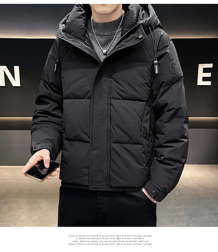 Einfarbige Herren-Entendaunenjacken mit Kapuze, 2025, Winter, winddicht, warm, Top, Puffermäntel, Oberbekleidung, verdickte, gepolsterte Parkas-Kleidung – Detail 17