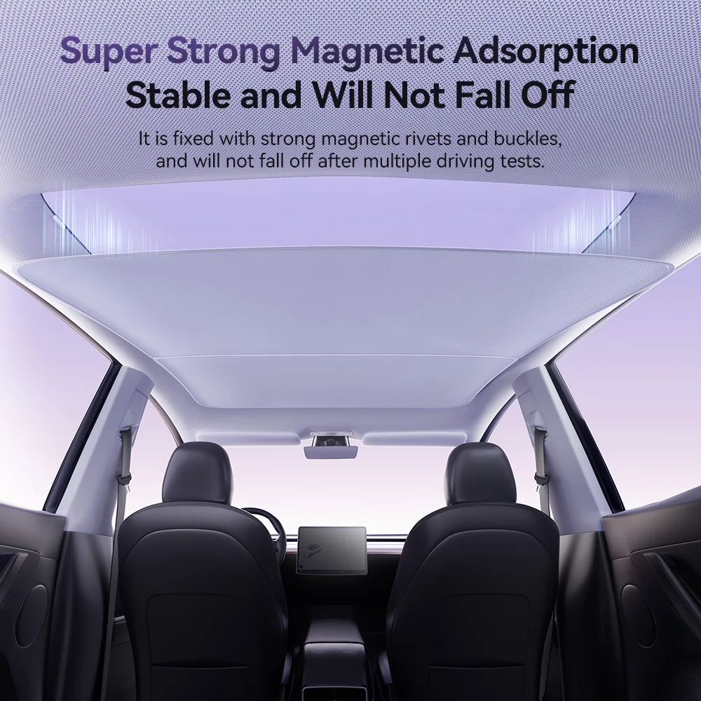 YZ For Tesla Model 3 Y Highland 2021-2025 magnetic suction clip Sun Shades Glass Roof Sunshade Front Rear Sunroof Skylight 6
