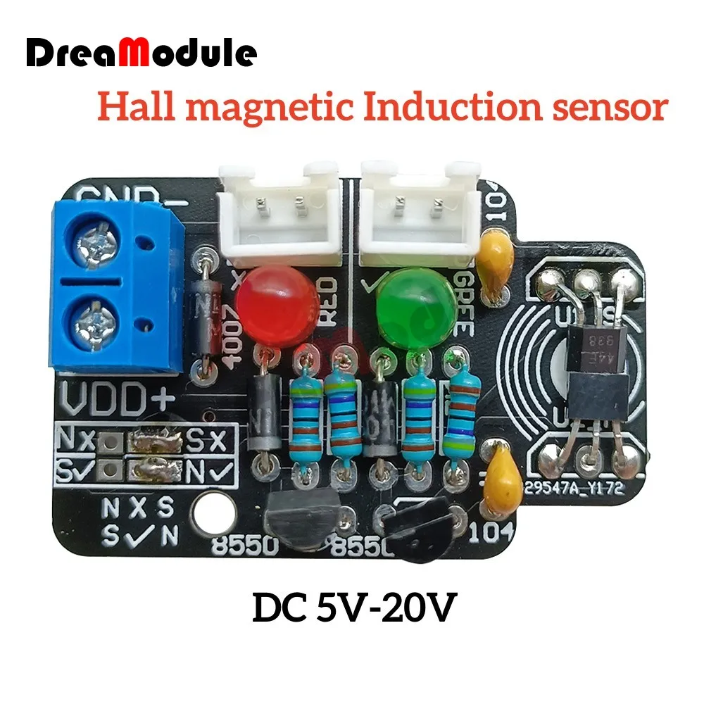 

DC 5V-20V Hall magnetic Induction sensor magnetic detection pole resolver North and South detection module DIY learning kit