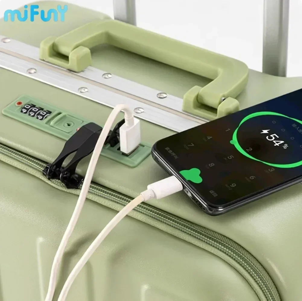 MIFUNY Aluminum Frame Rolling Luggage 20 inch Suitcase Trolley Box Small Lightweight Carrying Case Multi-functional Password Box