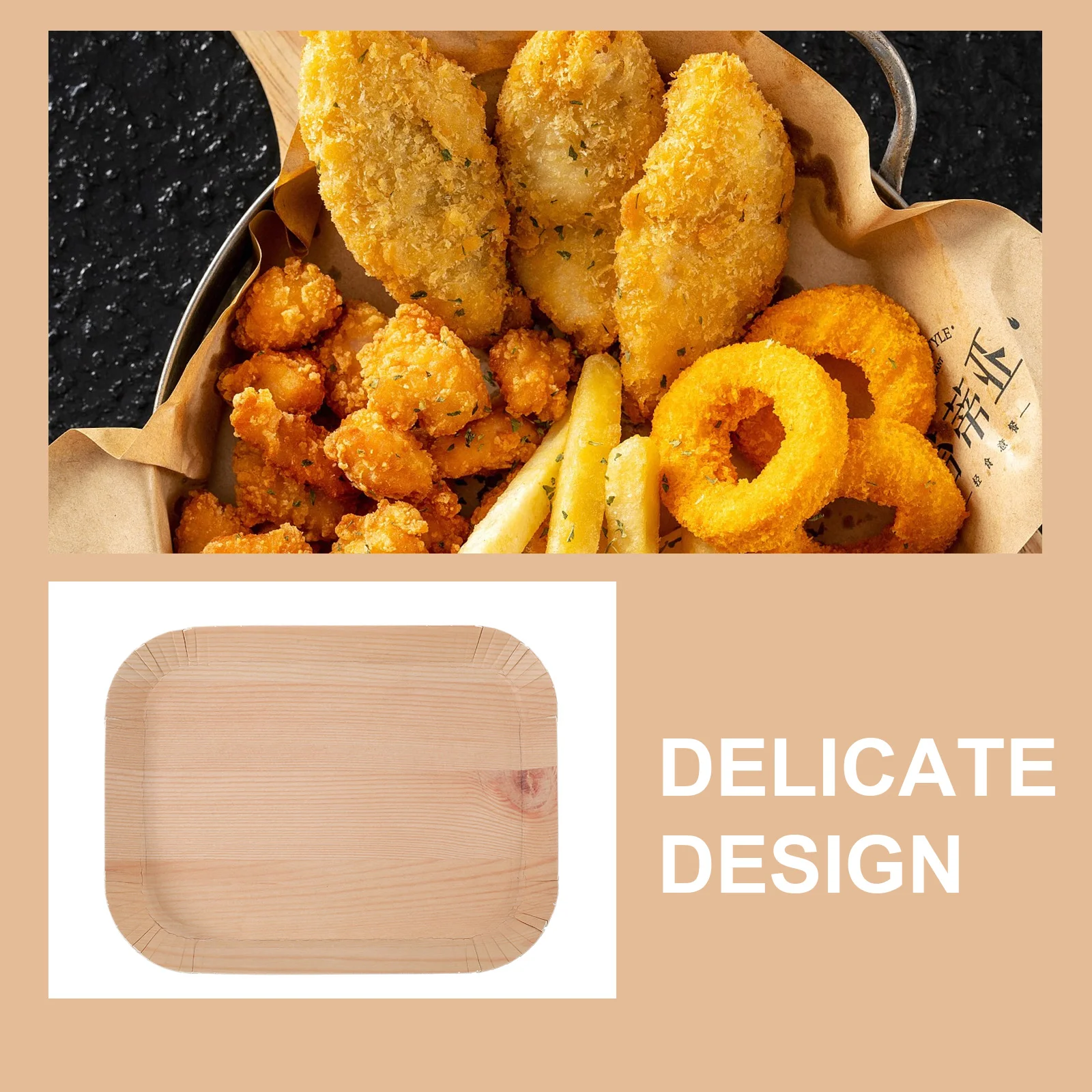10 Pcs Palm Leaf Snack Wood Grain Paper Plate Plates Food Tray Sashimi Sushi Serving Snacks Treat Container