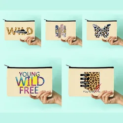 New Women Canvas Cosmetic BagTravel Wash Storage Makeup Bag Wedding Party Bridesmaid Makeup Bag Gift Handbag Child Pencil Case