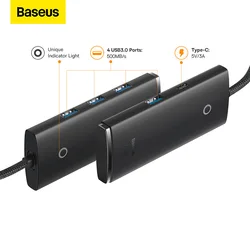 Baseus 4-Port Type- C USB-A HUB Adapter USB-A to USB 3.0*4 Ethernet splitter Base For MacBook Pro laptop