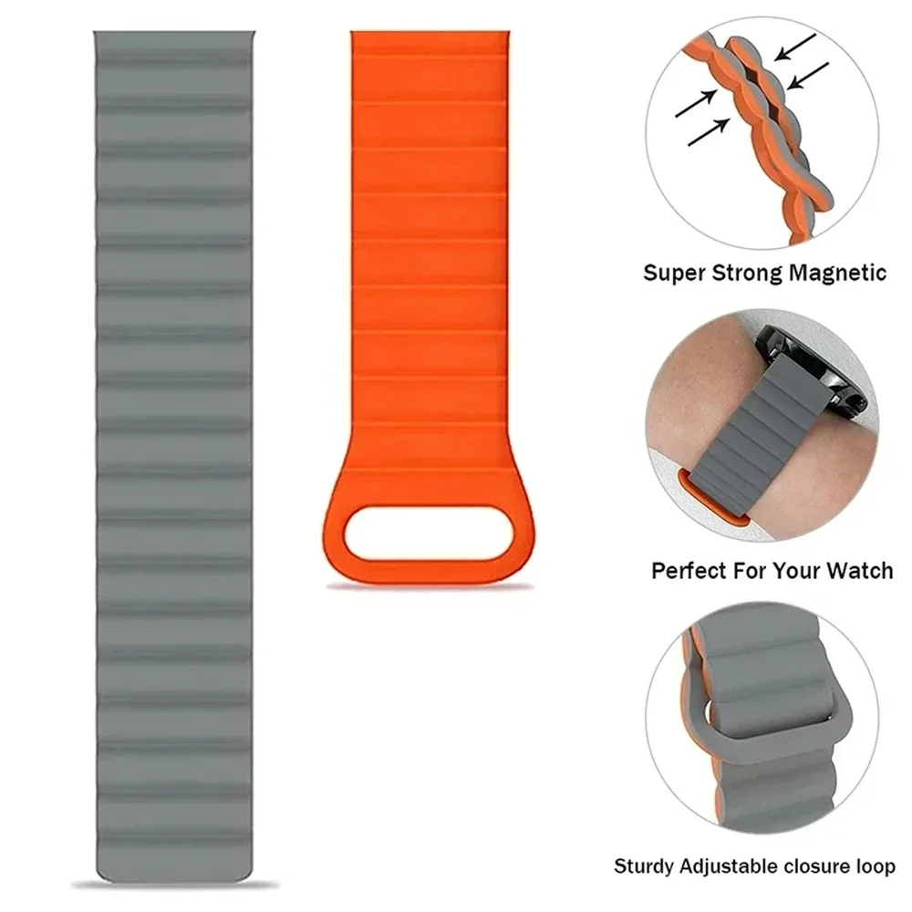 Silicone Sport Wristband for Smartwatch - 22mm Magnetic Loop Bracelet Accessory