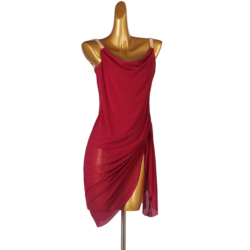 

Latin Suspenders Dress Dance Competition Performance Costume Ballroom Practice Wear Exercise Clothing Nightclub Outfit Sexy Back