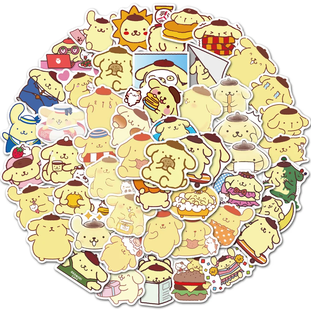 

50Pcs Pompompurin Pudding dog Stickers Ornament Stationery Guitar Skateboard Aesthetics DIY Watertight Cartoon Graffiti No glue