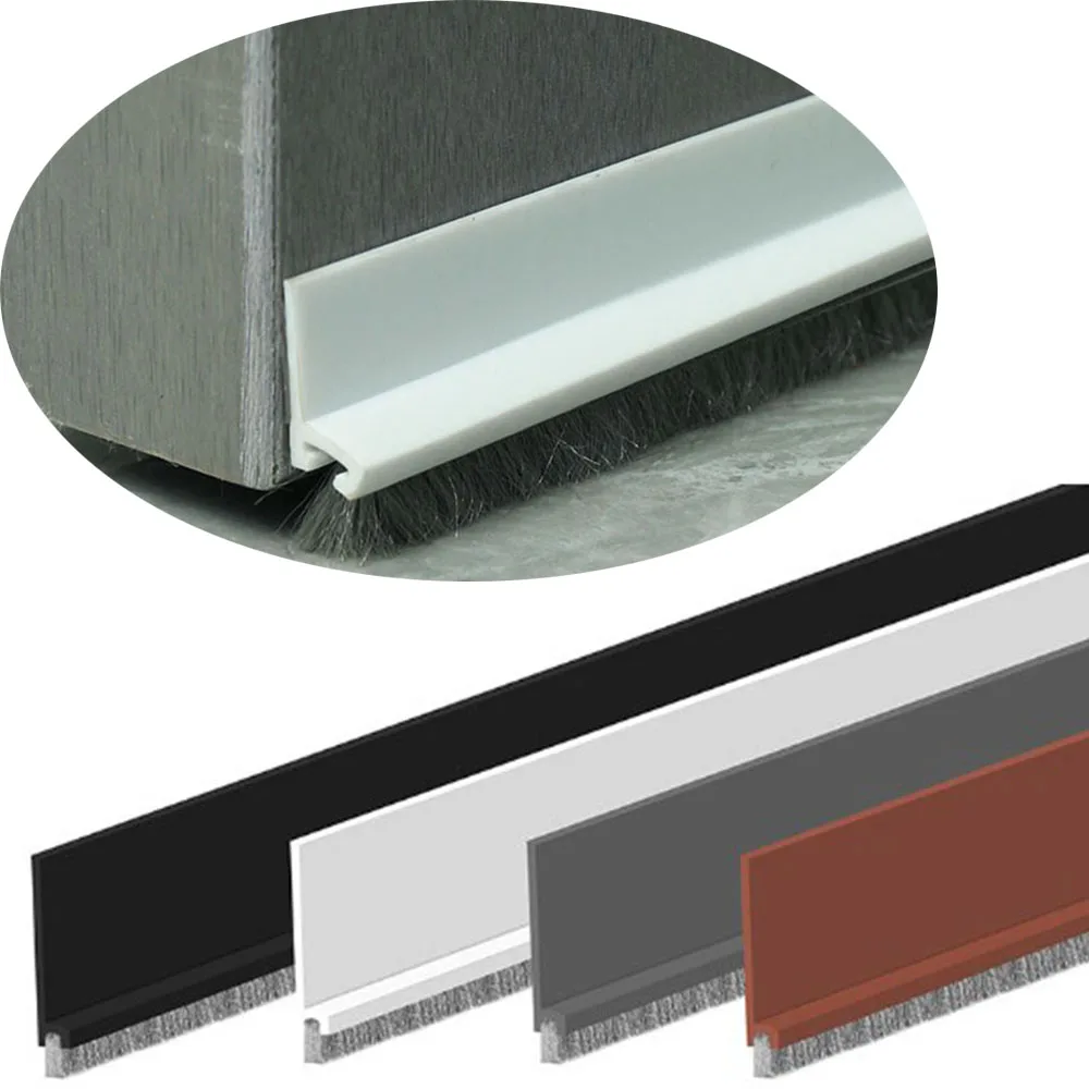 100cm Door Bottom Brush Seal Strip Insectproof Door Bottom Seal Strips Self-Adhesive Door Stopper Seal Strip Home Hardware