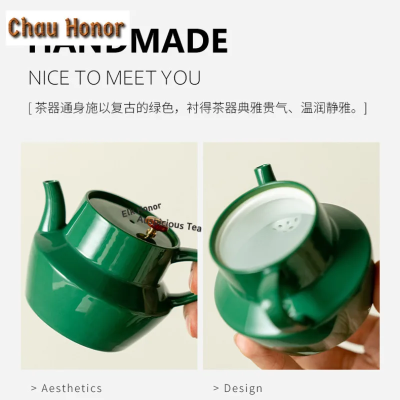Emerald Green Ceramic Tea Set Complete Set Elegant Tea Ceremony Set Household Teapot and Tea Cup Set Teaset Accessories Gift
