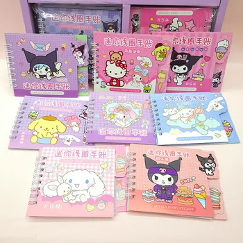 20/40pcs Sanrio Sticker Coil Book Hello Kitty Kuromi My Melody Diy Hand Account Decorative Scrapbook Stationery School Supplies 2