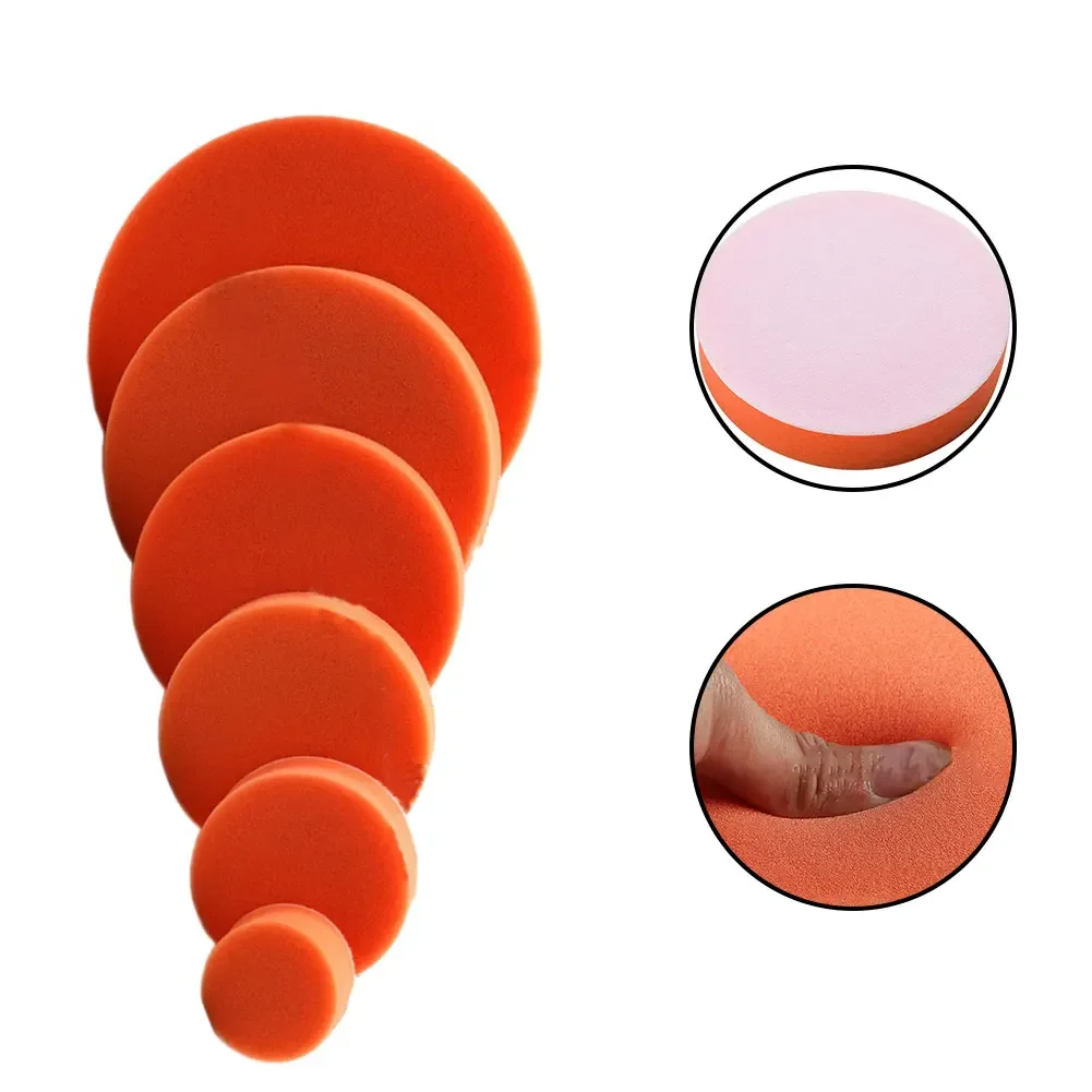 2pcs 2"/3"/4"/5"/6"/7" Flat Sponge Orange Polishing Pad Car Polishing ing Pad Flat Sponge Polisher er Pads Clean Parts