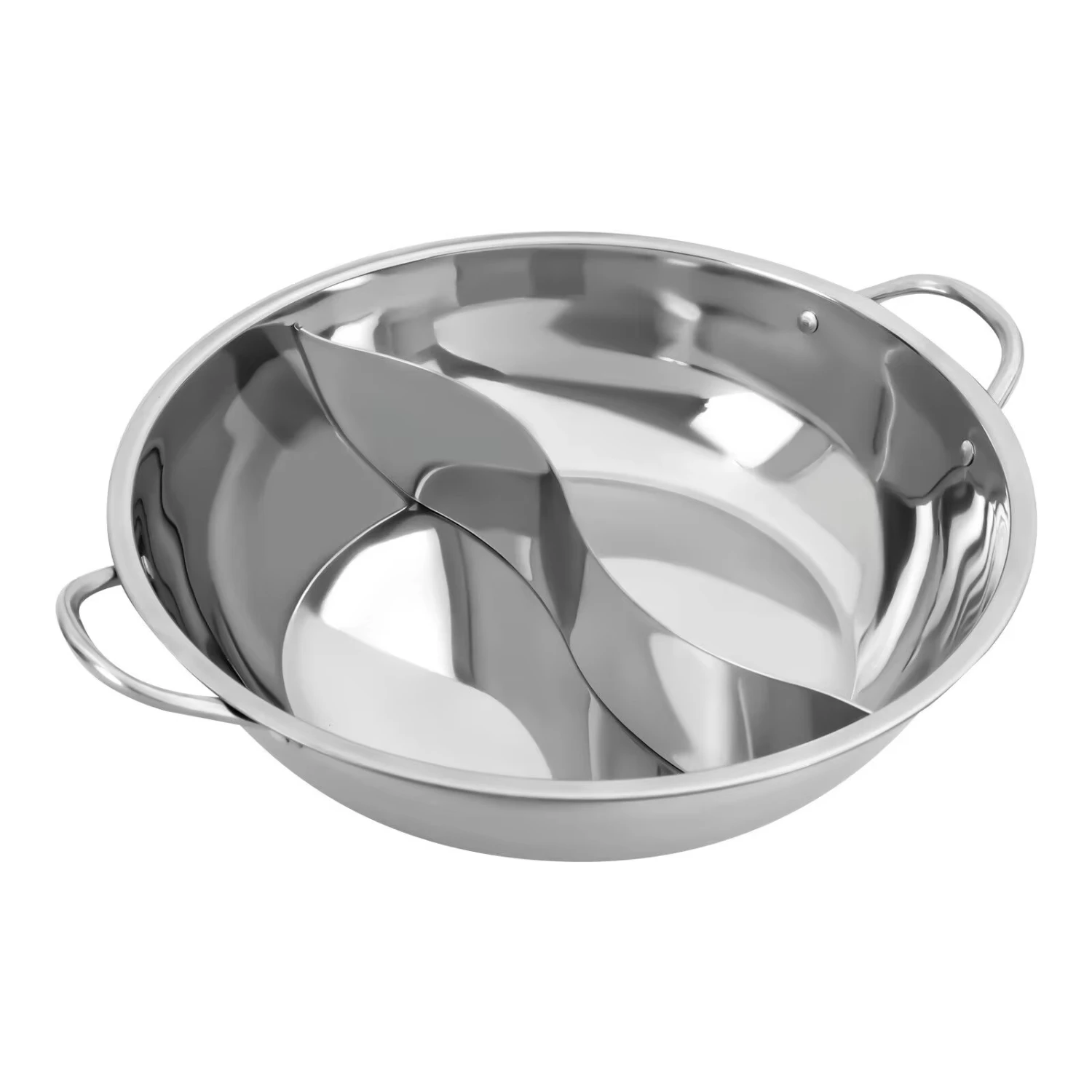 34cm Hot Pot W/ Divider Shabu Shabu Pot & Glass Lid Stainless Steel Hot