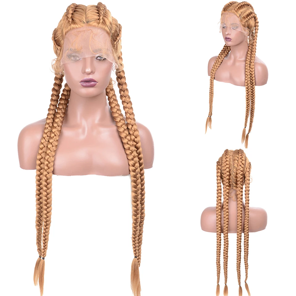 Synthetic Braided Wigs Lace Front Box Braid Wigs for Black Women 4 Long African Knotless Box