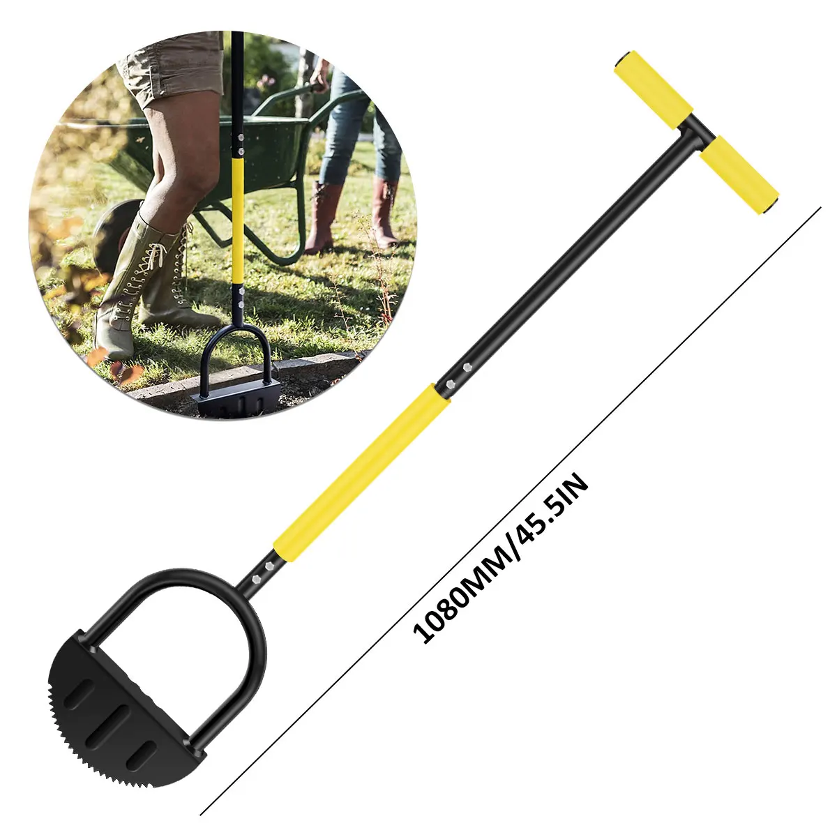 Serrated Grass Saw Cutter With T-Grip Half Moon Manual Lawn Edger Multifunctional Reinforced Gardening for Courtyards Driveways 2