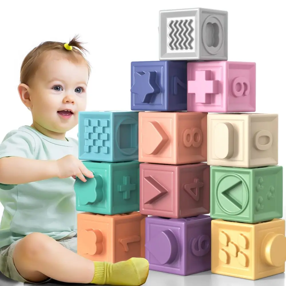 12pcs Baby Blocks Soft Building Blocks For Baby Montessori Sensory Bath
