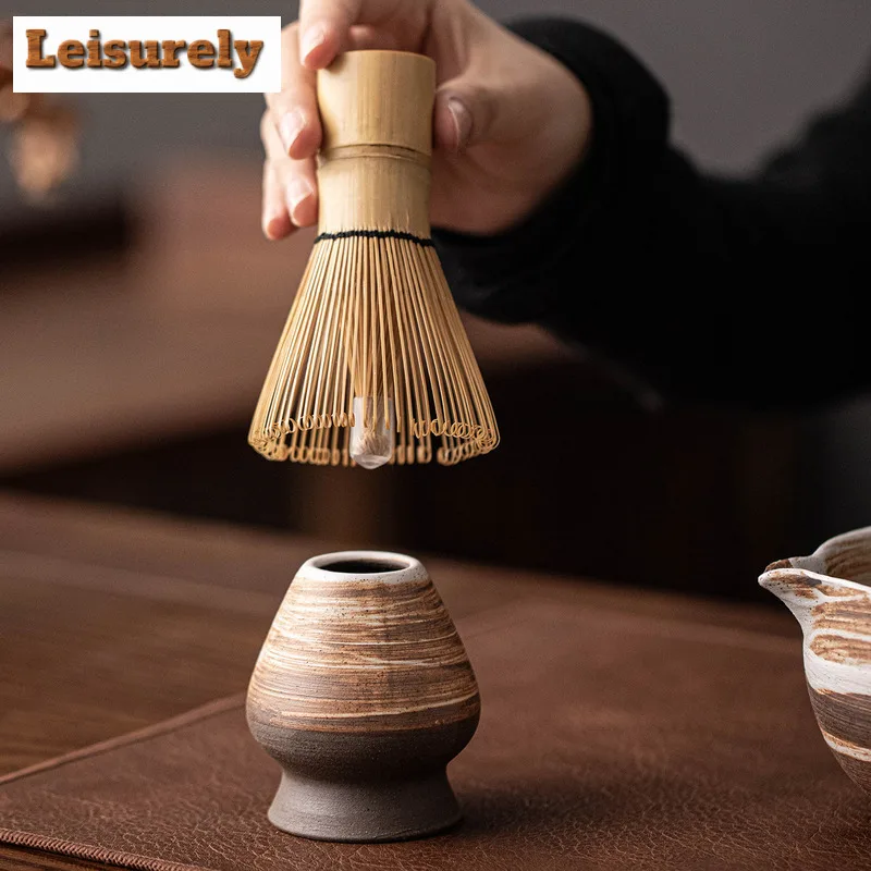 4pc/set Kiln-changed Coarse Pottery Tea Set Complete Set Whisk Batidor Japanese Matcha Set Kit Tea Holder Home Tea-making Tools