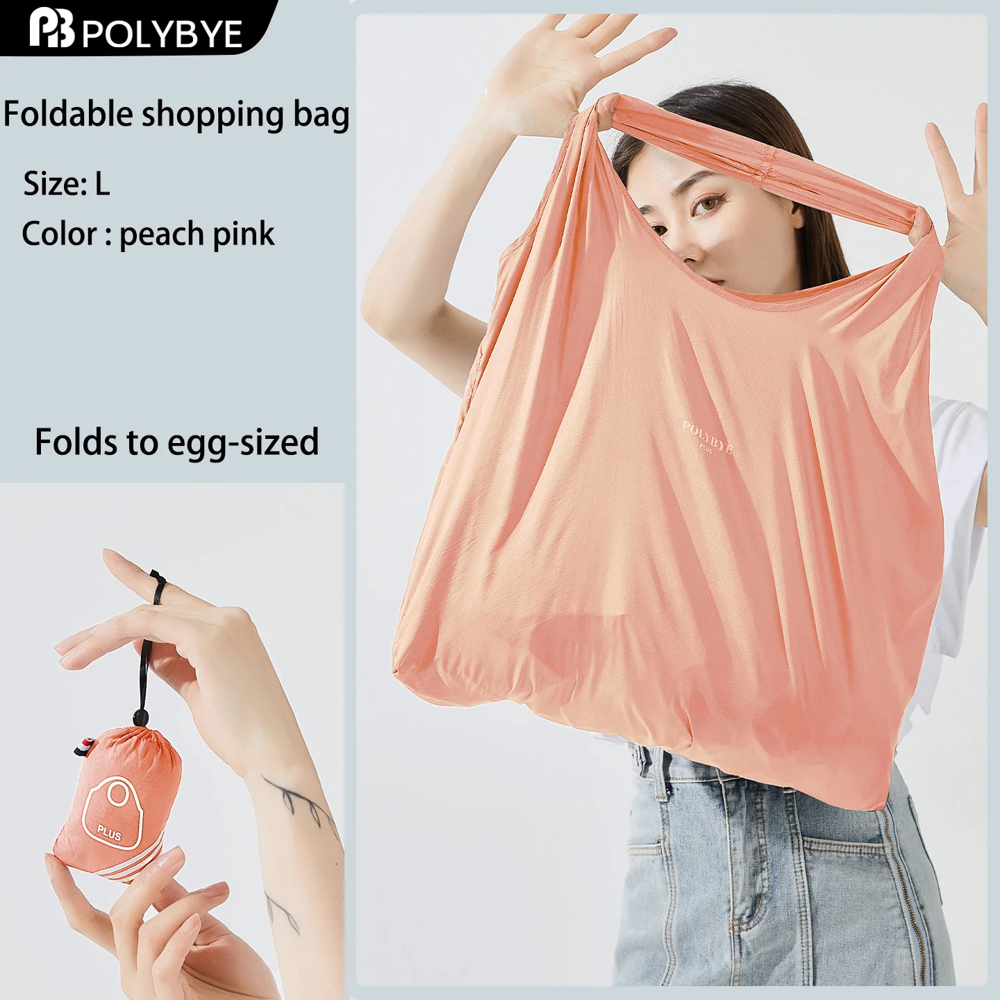 Eco-Friendly Reusable Nylon Tote Bag - Large, Portable, and Waterproof