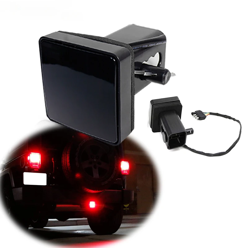 2'' Trailer Hitch Receiver Cover 15 LED Brake Led Lights Tube Cover 4 Pin Car Accessories Car