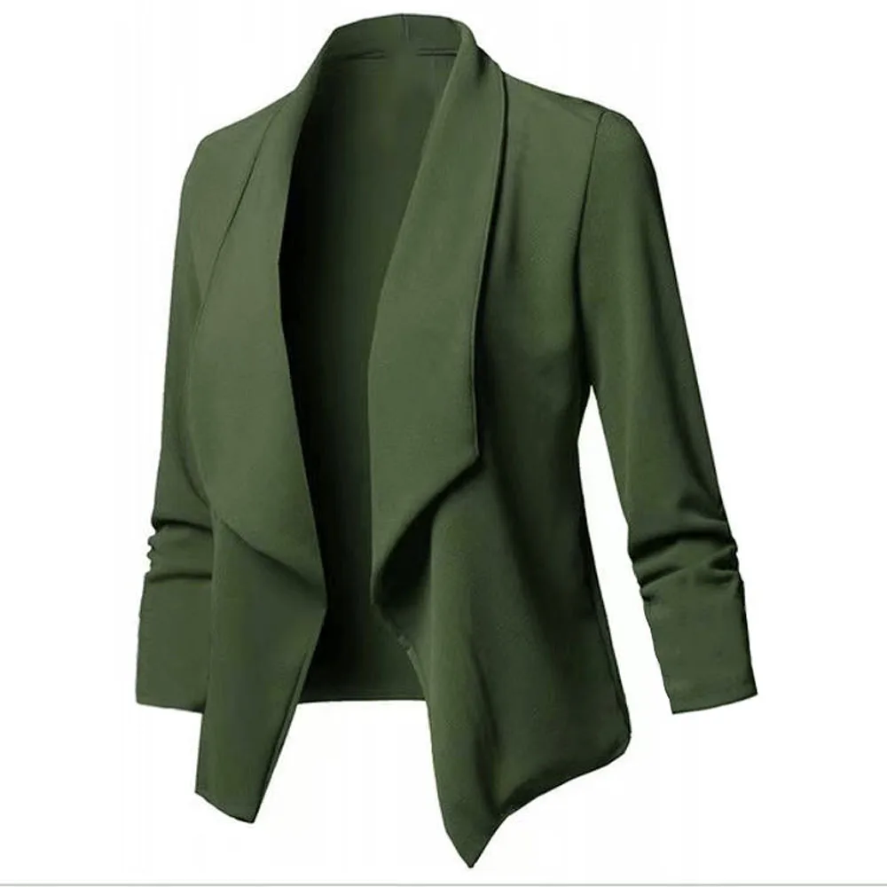 Oversized Female Blazers Notched Long Sleeve Pleated Workwear