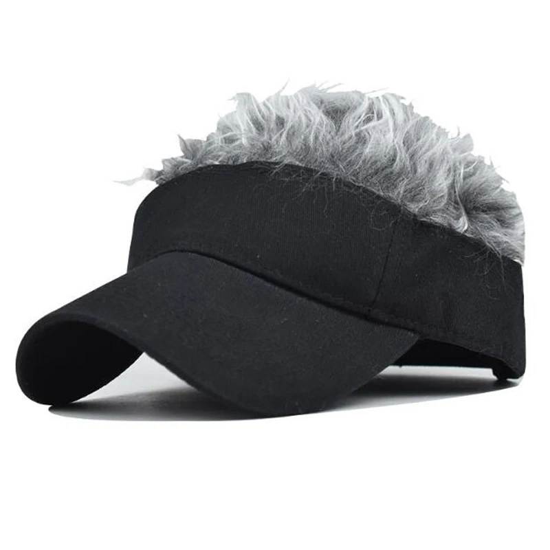 Golf Baseball Cap with Fake Flair Hair Cap Sun Visor Fun Toupee Hats