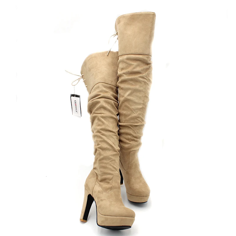 ENMAYERENMAYER Fashion Women Boots Over-the-Knee for Flock Tassel Ladies Long Round Toe Sexy Winter Shoes