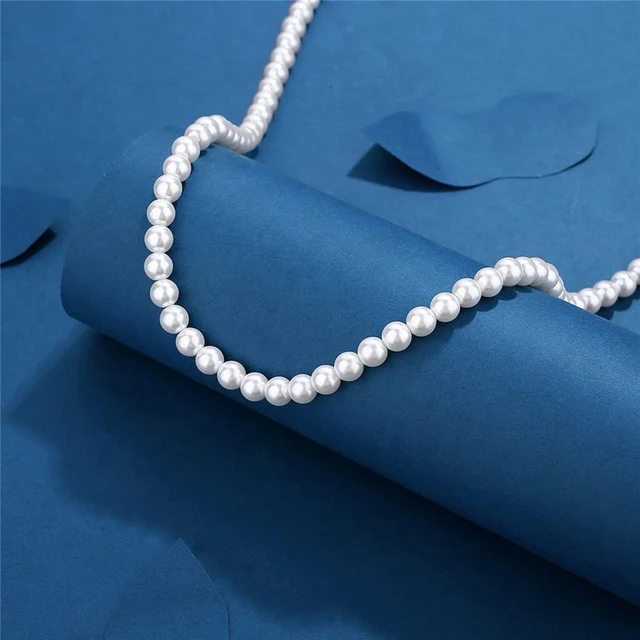 Pearl Necklace Men Simple Handmade Strand Bead Necklace 2026 New Trendy Men Jewelry for Women Girls Wedding Banquet Necklaces