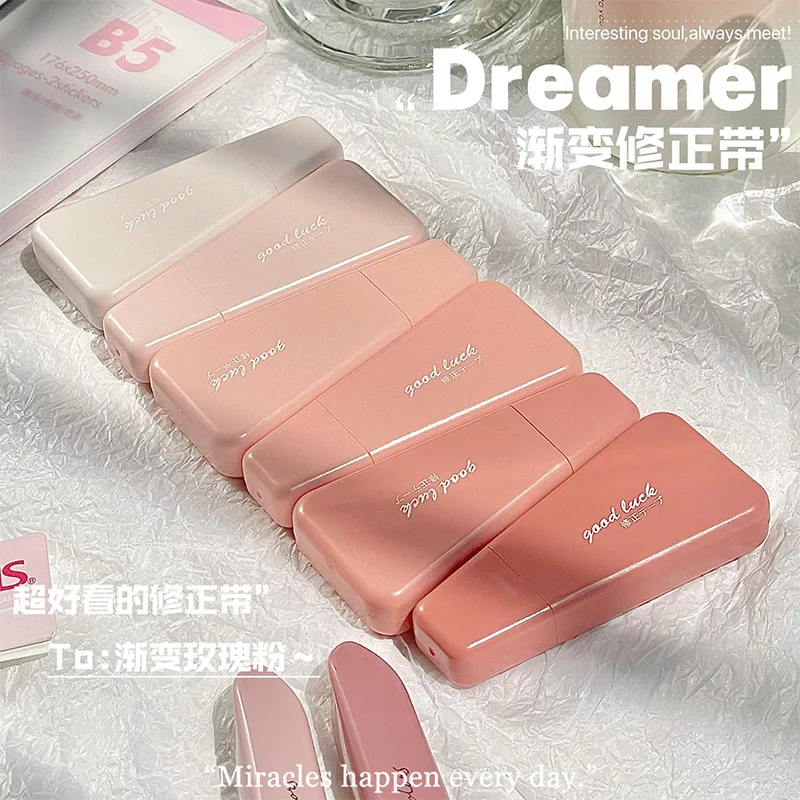 Correction Tape 6 Pcs/set Gradient Pink White Out Correction Tape Cute Large Capacity Correction Tape Student Prize Stationery School Supplies