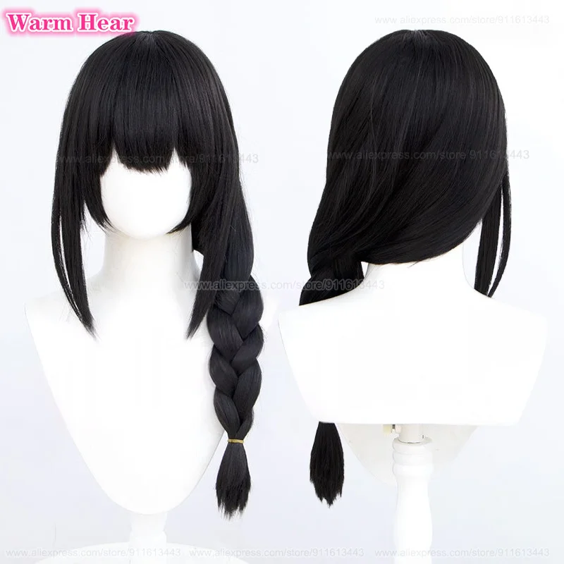 Высококачественный парик для косплея Nayuta из аниме длиной 65 см, черная коса, парик для косплея из аниме, термостойкие волосы, женский парик, шапочка