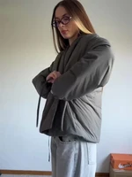 Mode à lacets rembourré coton veste femmes 2025 hiver décontracté lâche Parkas manteau Vintage vêtements d'extérieur femme chaud matelassé vêtements d'extérieur 3