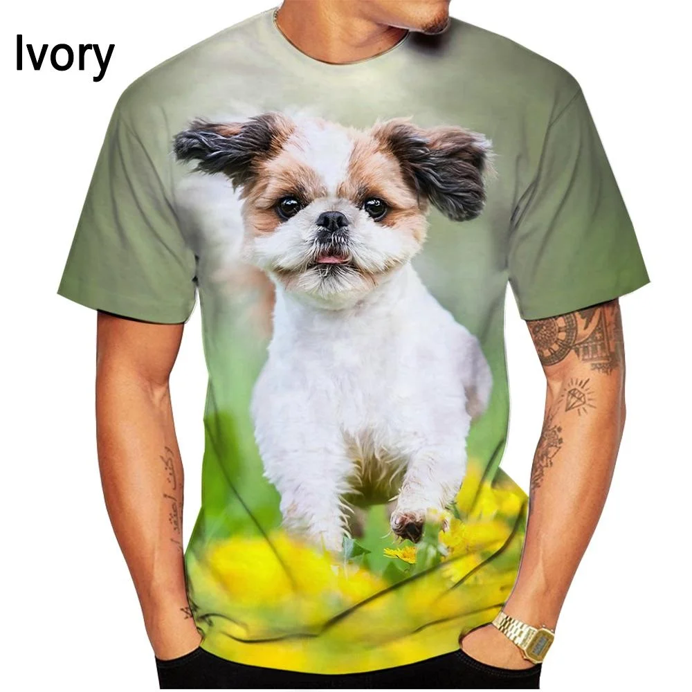 Casual Men Shih Tzu Animal Oversized T Shirt