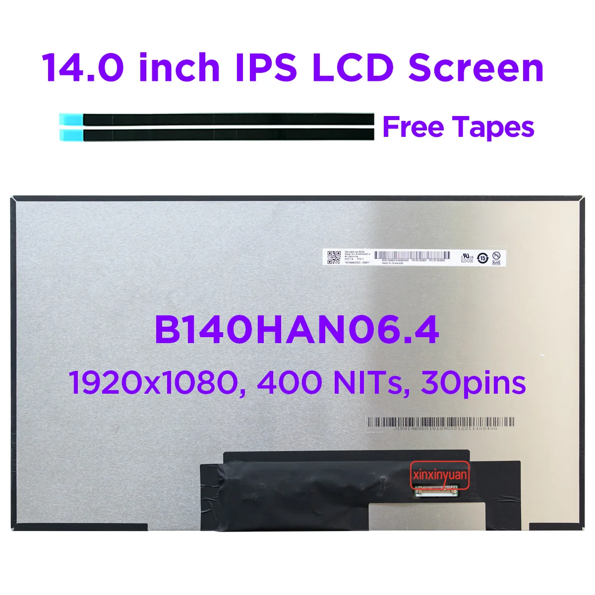 

ЖК-экран для ноутбука 14.0 IPS B140HAN06.4 100% sRGB 400 NITs FHD1920x1080, сменная панель дисплея FRU 5D10X08050 30-контактный eDP