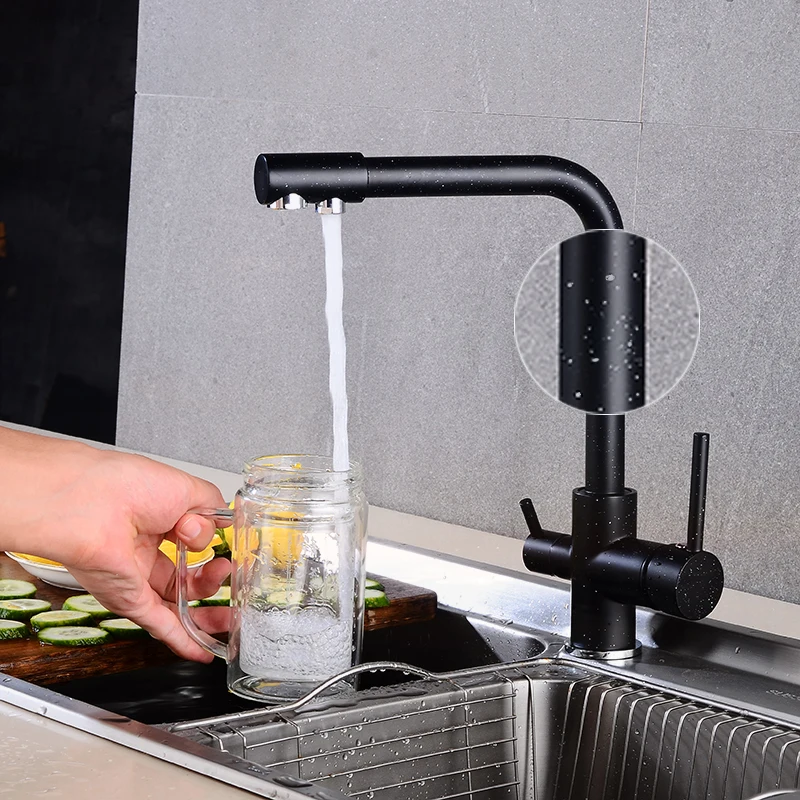 Water with Dot Brass Purifier Faucet Dual Sprayer Drinking Filtered Water Tap Vessel Sink Mixer Tap Kitchen Faucet