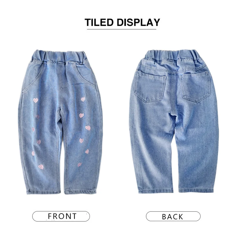 IENENS-بنطلون جينز كاجوال للفتيات الصغار ، بنطلون مستقيم ، قينط خصر مرن ، ملابس أطفال ، تمدد ، ربيع ، من 1 إلى 6 سنوات