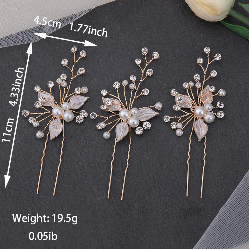 Floralbride Handmade Vintage Pearls Rhinestones Crystals Flower Leaf Wedding Hair Pin Bridal Hair Stickers Hair Accessories