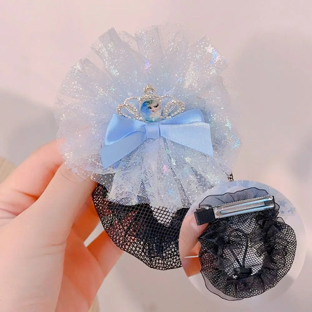 Girl Women Bun Cover Snood Hair Net Colorful Mesh Hair Nets Latin Ballet Dance Crochet Snoods Accessories With Flower