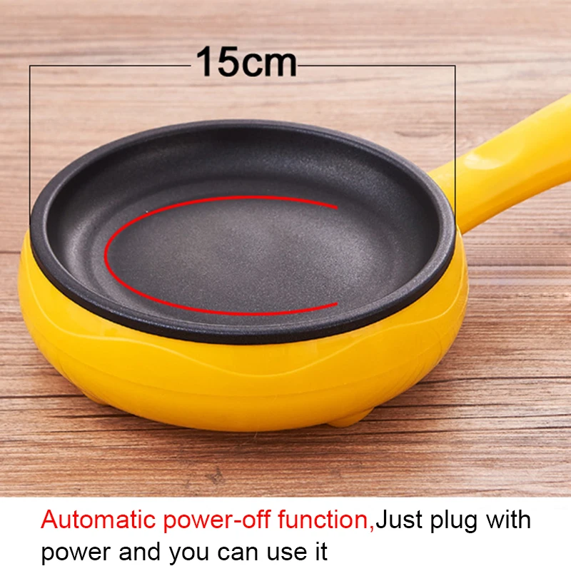 Multifunctional Mini Electric Egg Omelette Cooker Eggs Boiler Food Steamer Breakfast Pancake Fried Steak Non-stick Frying Pan EU 6