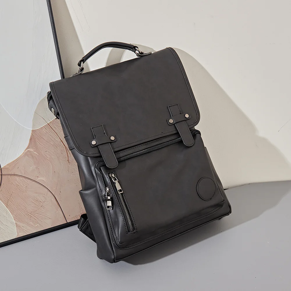 Leather Men Laptop Backpacks Fashion Male School Bags Retro Man Travel Bag