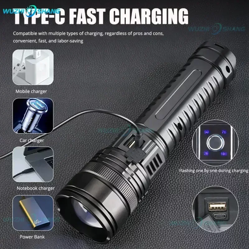 Newest LED Flashlight Powerful 30WLed Flashlight Super Bright With Pen Clip Zoom Tactical Torch Waterproof 18650 Camping Lantern