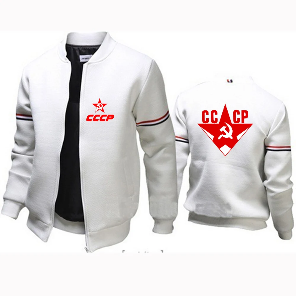 USSR Soviet Union 2023 Men's New High Quality CCCP Russian Long Sleeves Coat Round Neck Flight Jacket Fashion Casual Streetwear