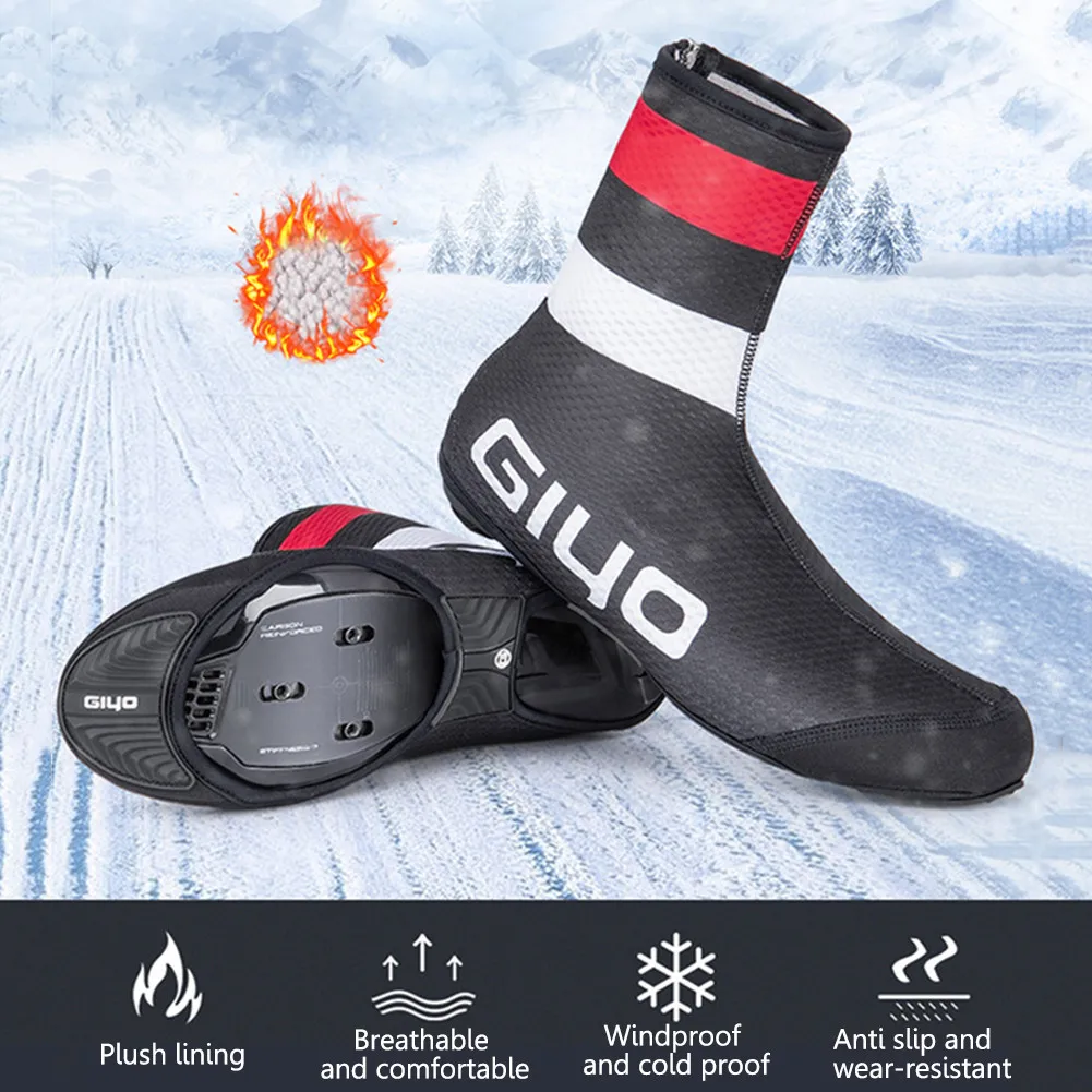 Bicycle Shoe Covers GIYO Cycling Shoe Cover Winter Style Thickened Polar Fleece to Keep Warm MTB Road Bike Wind/Dust Proof Outdoor Bike Equipment
