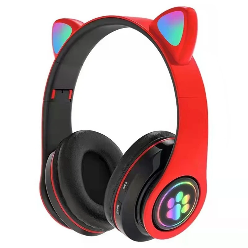 Cute Cat Bluetooth Headphone Wireless Headset Foldable Hifi Music Stereo Noise Cancel Earphone TF Card For Kids Girls Gifts usb headset