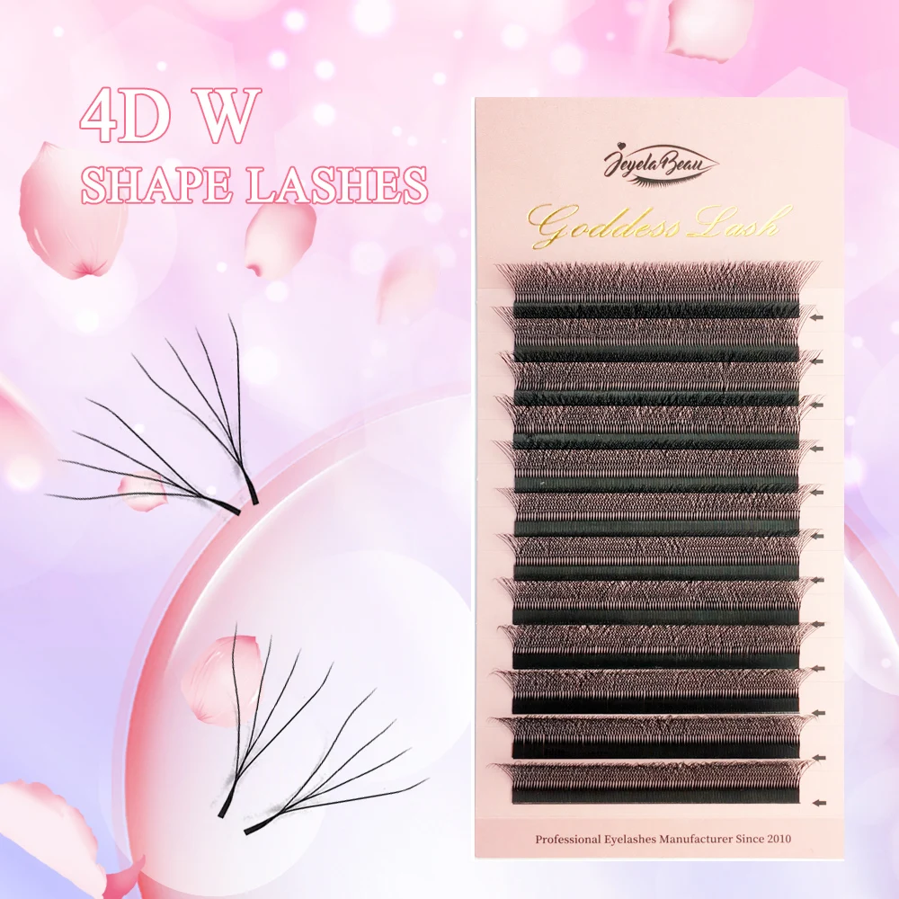 Diosa 4D W Forma Pestañas Super Suave Prefabricadas Volumen Abanicos Extensiones De Pestañas Luz Natural Pestañas Individuales