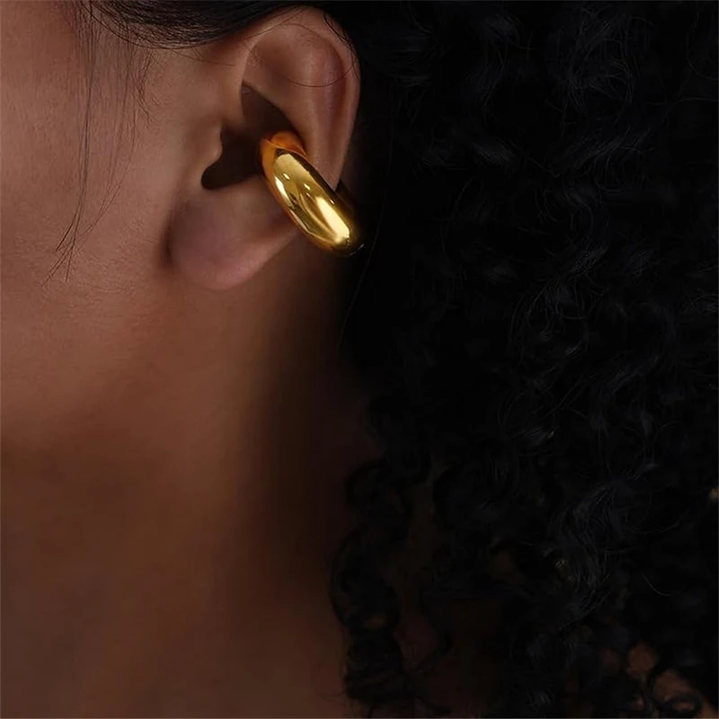 2024 neue gefälschte Metall C-förmige Ohr clips für Frauen offene Ohr manschette ohne Piercing HipHop Frauen Clip Ohrring Boucle Oleille Femme – Detail 9
