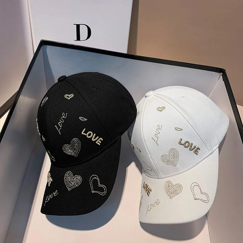 Hats for Women Men LOVE Embroidered Baseball Cap Snapback Three-dimensional  Love Embroidered Peaked Cap Street Couple Hat