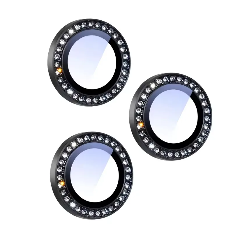 Bling Diamond Glass Camera Lens Protector with Ring Cap Locator
