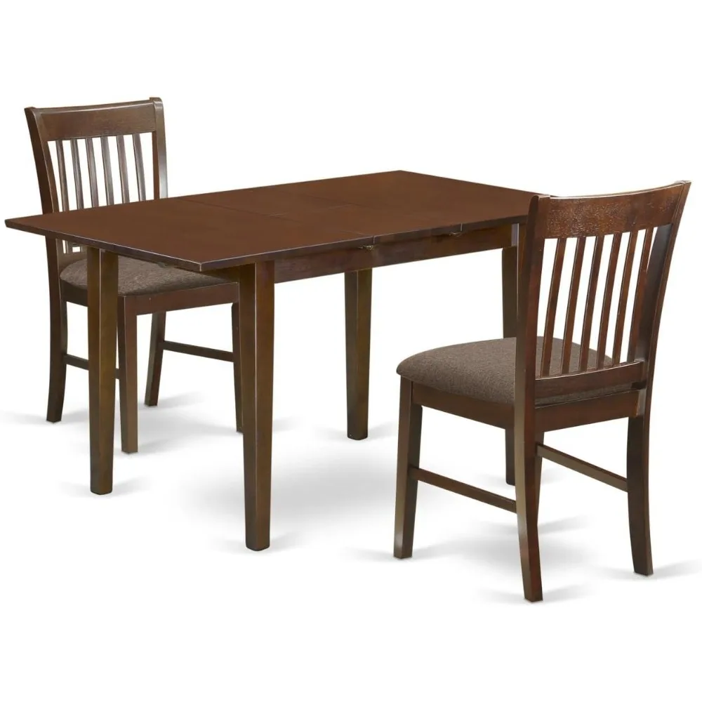 

Набор из 3 предметов содержит Прямоугольный Обеденный стол с листьями-бабочками и 2 мягкими стульями из льняной ткани, 32x54 дюйма