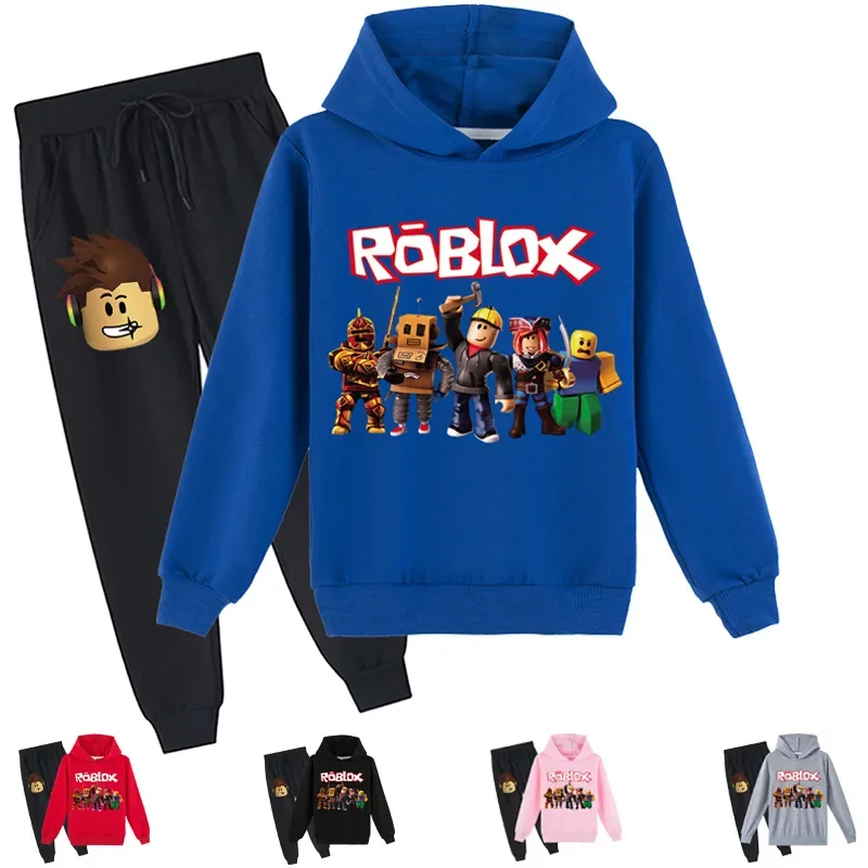 

ROBLOX Middle and Large Children's Cartoon Spring and Autumn Printed Fashion Hoodie + Leggings Trousers Set Sweatshirt