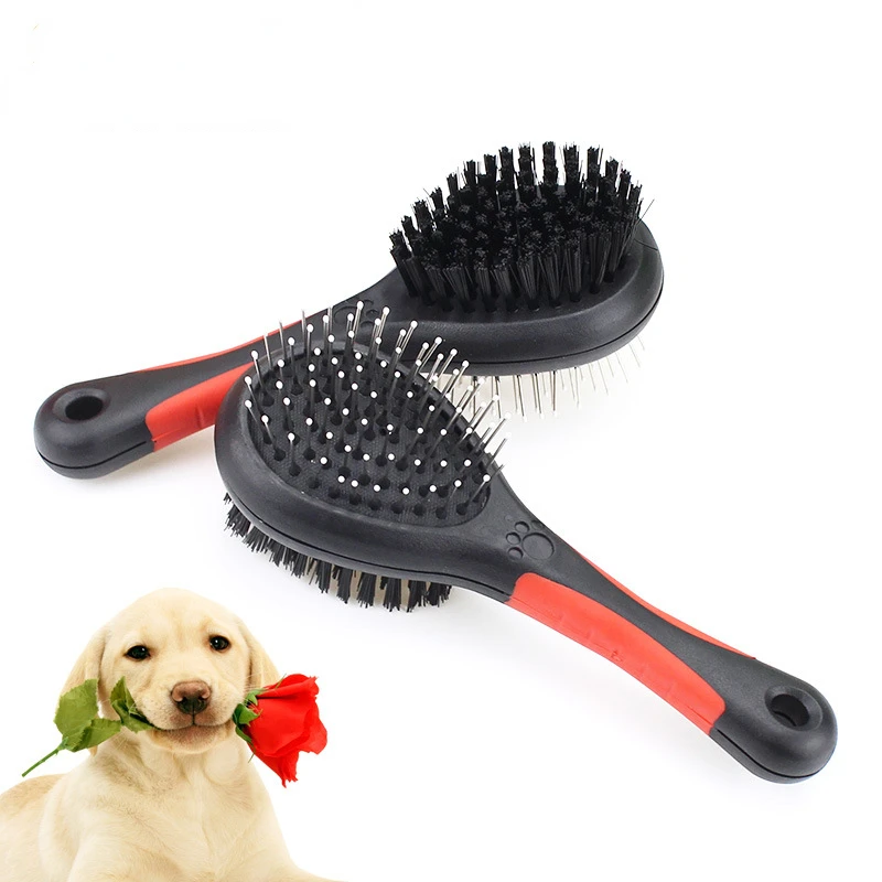 

1PC Double Faced Pet Dog Comb Plastic Handle Long Hair Brush Puppy Cat Massage Bath Brush Pet Grooming Tools Dog Accessories