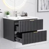 24 Inch Bathroom Vanity with Sink Combo, Floating Bathroom Vanity with 2 Fluted Drawer, Modern Wall Mount Bathroom Cabinet 1
